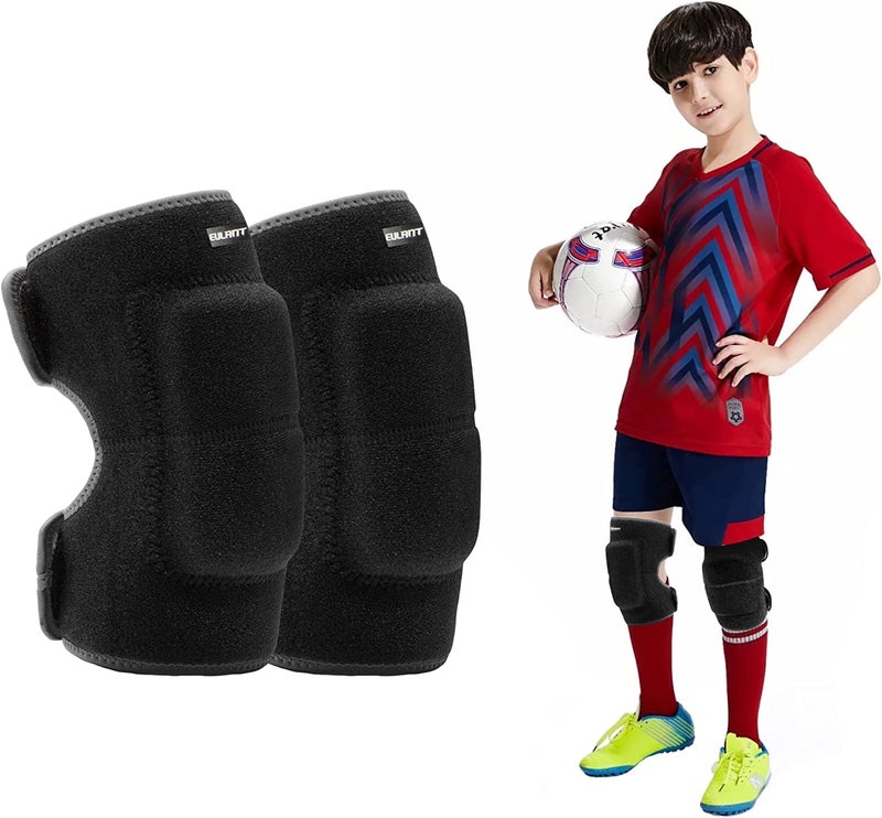 EULANT Volleyaball Knee Pads for Kids, Soft Breathable Children Kneepads with Thick Sponge, Protective Knee Pads for Football Volleyball Dance Skating Basketball Wrestling Running Cycling, Black M - Image 1